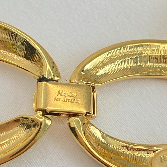 Napier Necklace F90 Vintage Chunky Choker Gold Tone Oversized Curb Links - Picture 9 of 11